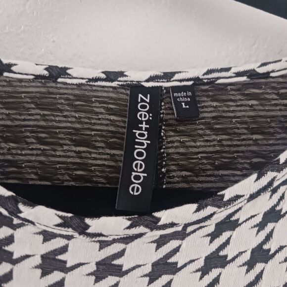 Zoe + Phoebe Black Houndstooth dress size L - Picture 5 of 8